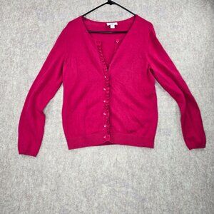 Ann Taylor Loft Womens Red Cardigan Sweater Size L